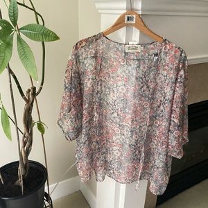 PROPAGANDA Gray Floral Chiffon Lightweight Kimono